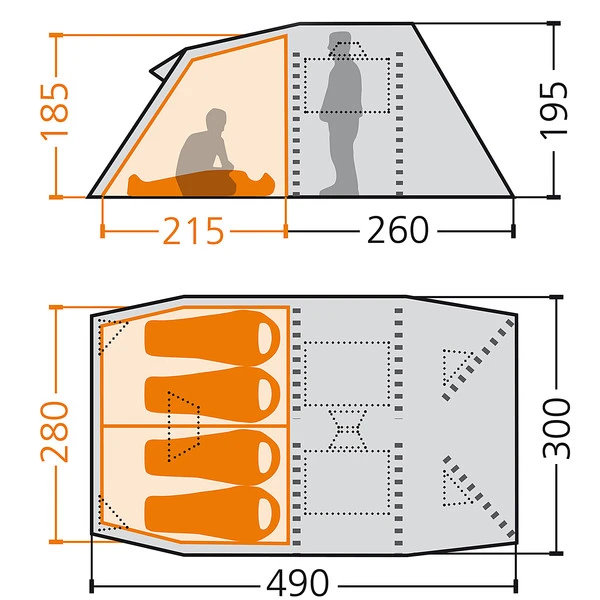 FRILUFTS GRASSHOLM 4 - Familienzelt Monument/ Bright Green 2 FRILUFTS GRASSHOLM 4 - Familienzelt Monument/ Bright Green – Bild 2
